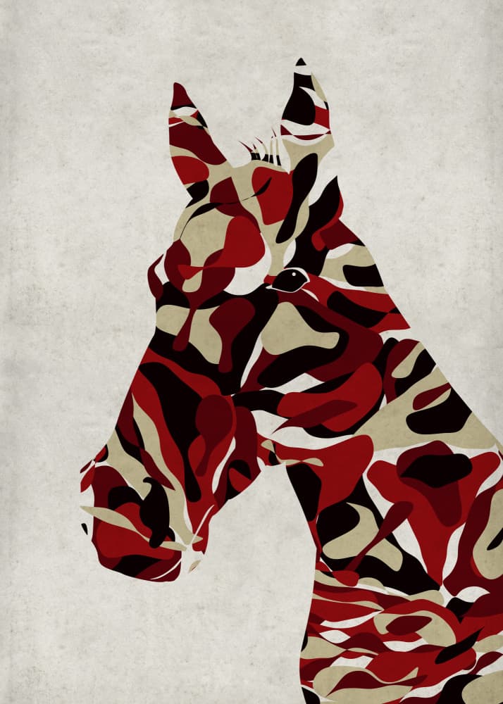 Crimson Camo Horse by Angelo Cerantola — canvas wall art