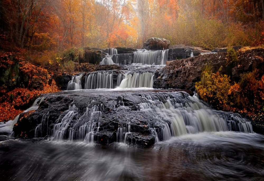 Autumn Forest Waterfall by Shi &amp Wei — canvas wall art