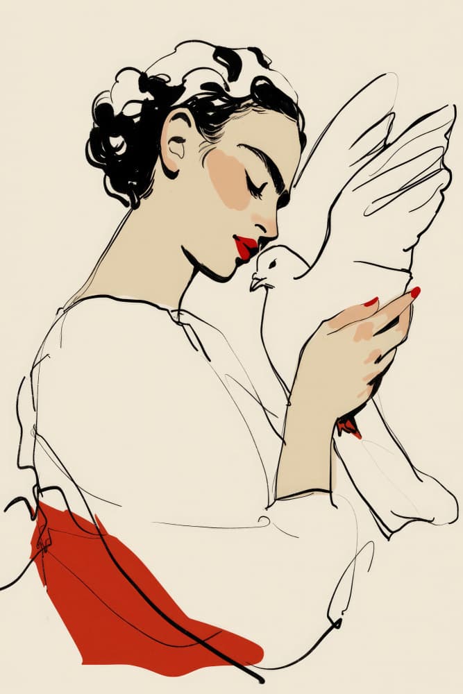Dove Embrace by Treechild — canvas wall art