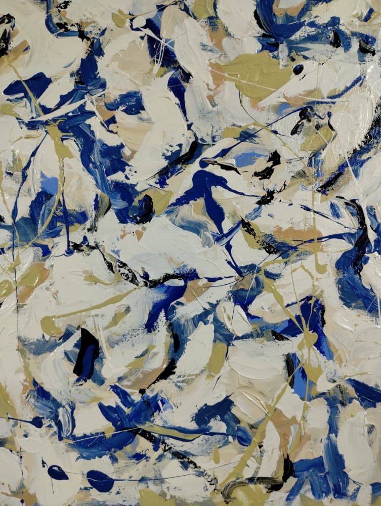 Dynamic Blue Gold Splatter by Michael Cross — canvas wall art
