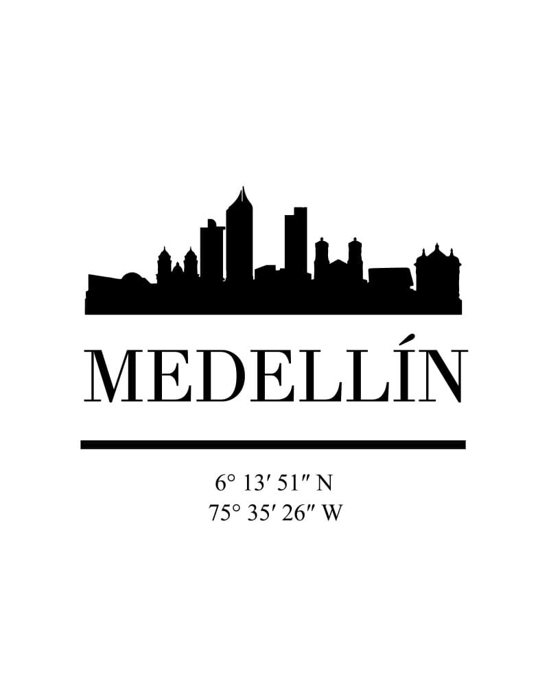 Medellín Skyline Silhouette by Emiliano Deificus — canvas wall art