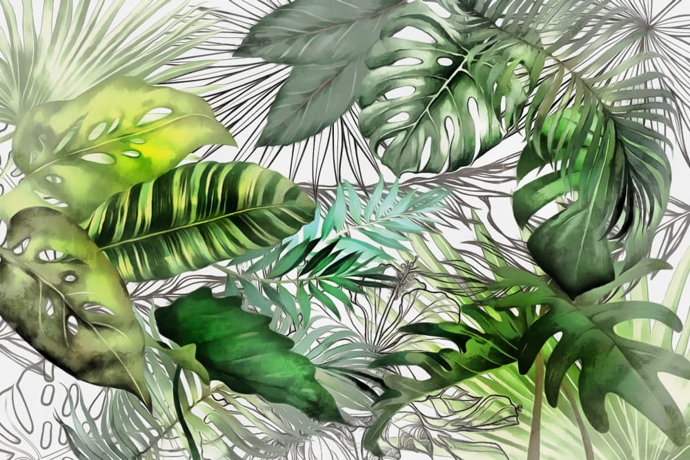 Lush Tropical Leaves by amini54 — canvas wall art