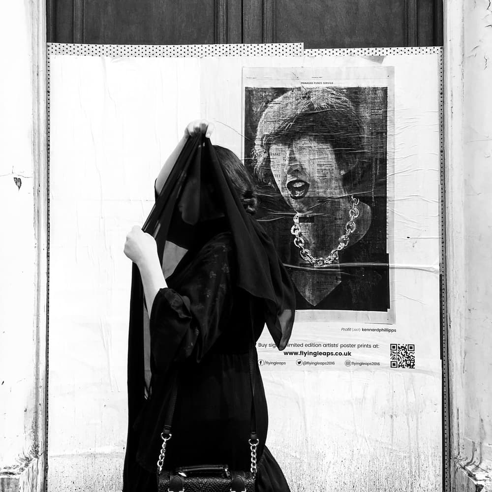 Veiled Figure Urban Poster by Lorenzo Grifantini — canvas wall art
