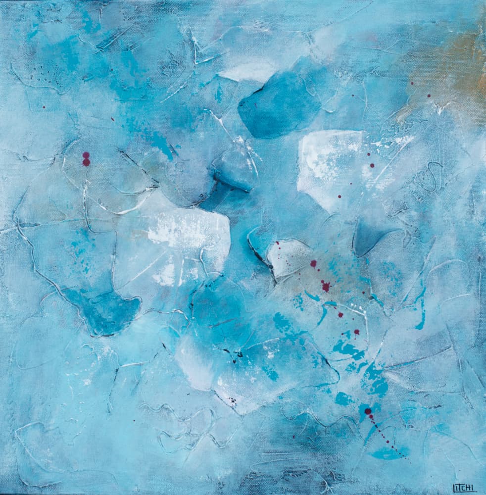 Aqua Abstract Flow by Lillian Christiansson — canvas wall art