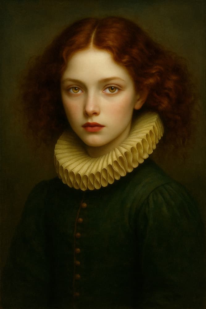 Redhead In Ruffled Collar by Ionel Onofras — canvas wall art