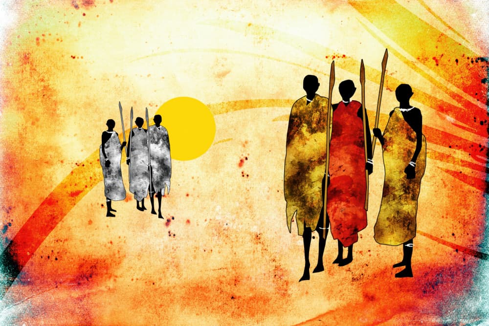 African Warriors Sunset by Rafal Kulik — canvas wall art
