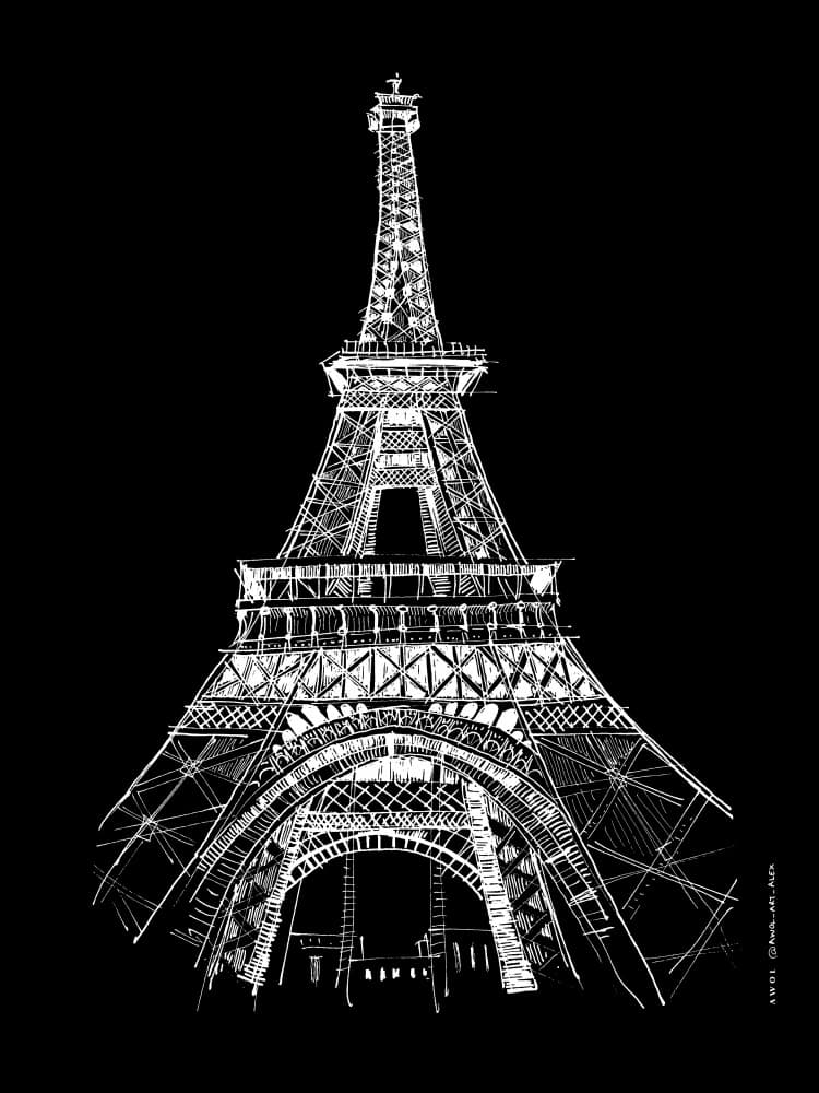 Eiffel Tower Sketch by Awol Art Alex — canvas wall art