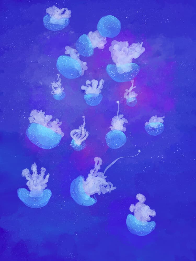 Ethereal Jellyfish Dance by Aliya Putrus — canvas wall art