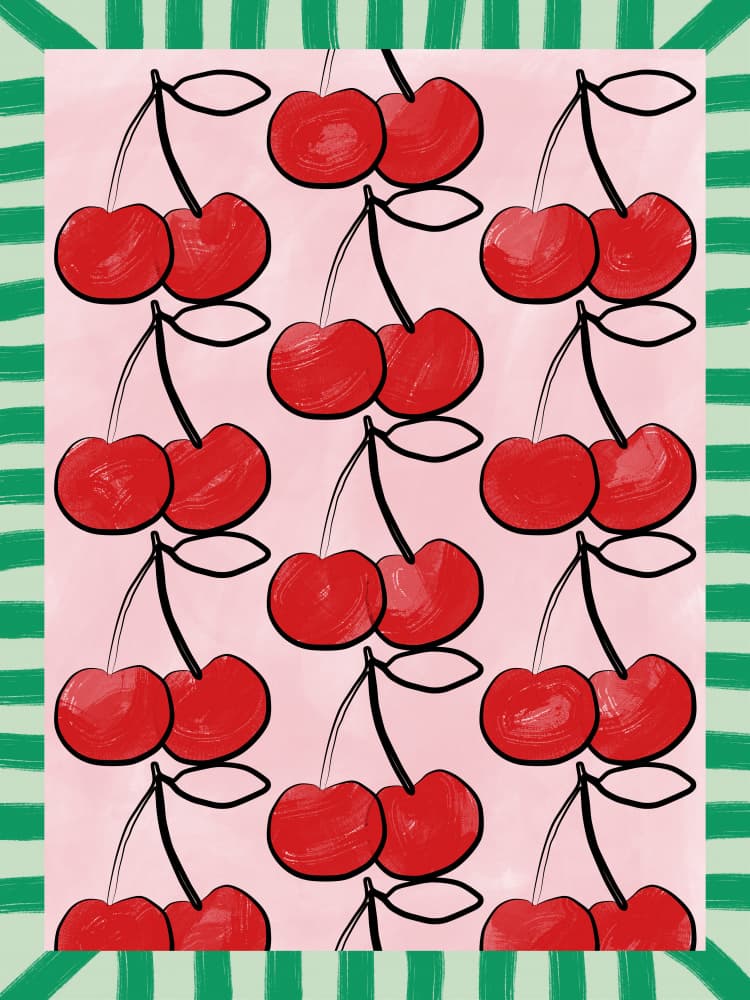 Sweet Cherry Pattern by Elena Ristova — canvas wall art