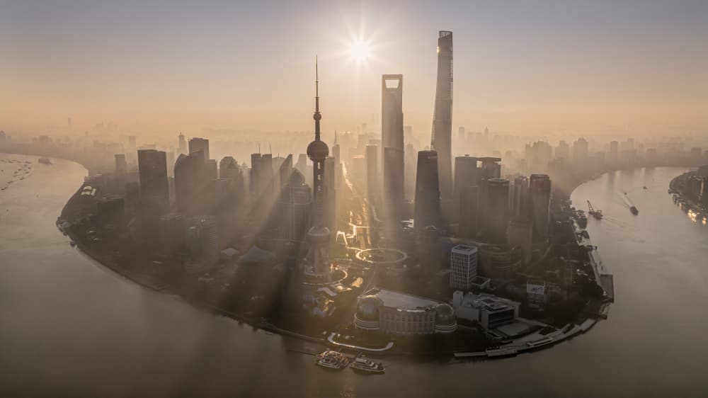 Radiant Shanghai Skyline by John J. Chen — canvas wall art