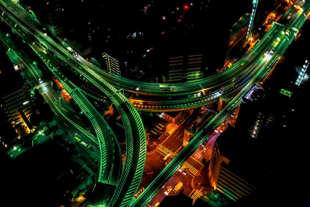 City Night Highway Glow by Sasaki Makoto — canvas wall art