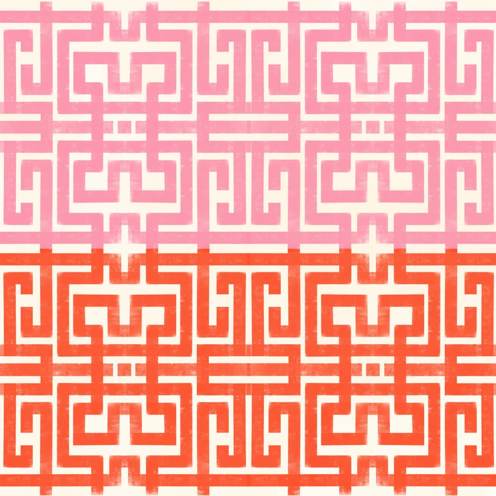 Pink Red Greco Maze by Kristian Gallagher — canvas wall art