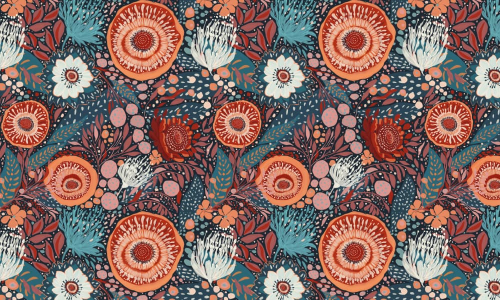 Bohemian Floral Pattern by VOLHA RAMANCHUK — canvas wall art