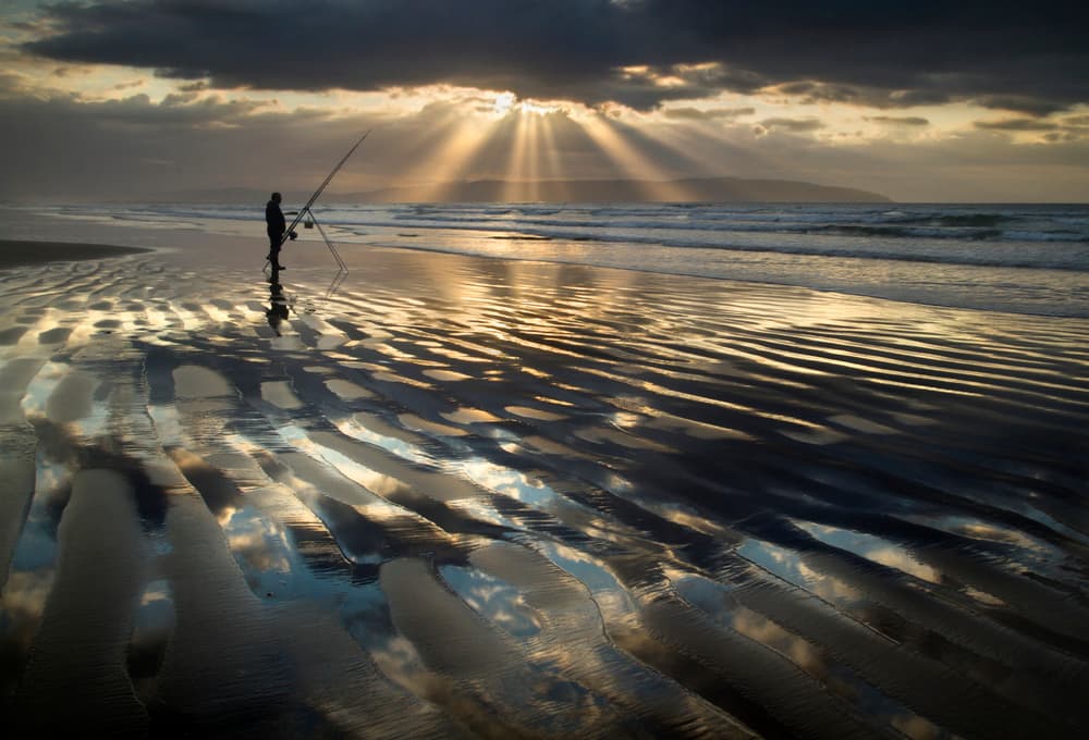 Golden Hour Beach Fisherman by Paul Killeen — canvas wall art