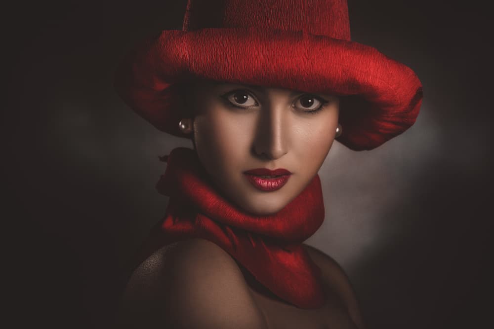 Mysterious Woman in Red by Peppe Tambè — canvas wall art