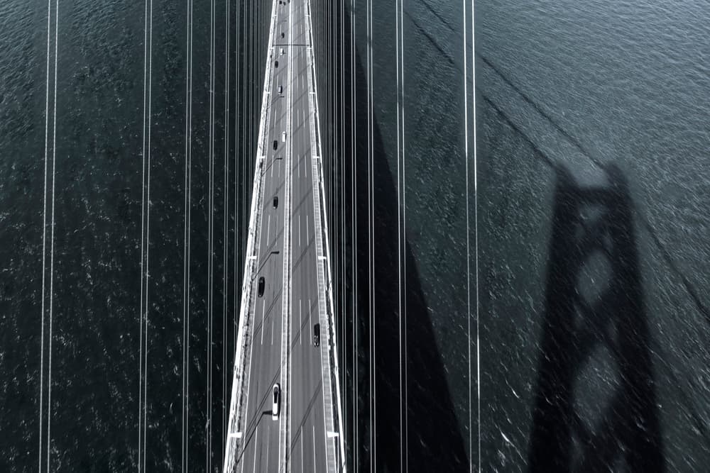 Suspension Bridge Shadow by Tomoshi Hara — canvas wall art