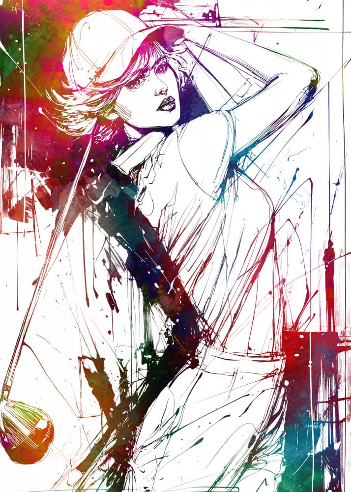 Vibrant Golf Woman by Justyna Jaszke — canvas wall art
