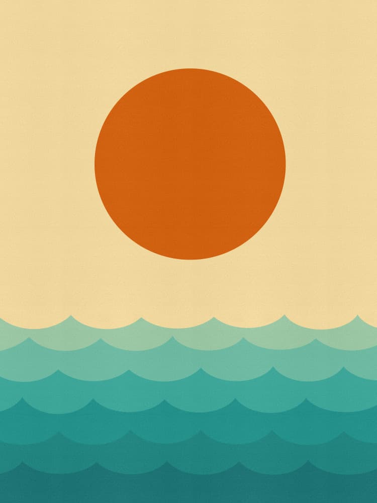 Orange Sun Wavy Ocean by Vitor Costa — canvas wall art