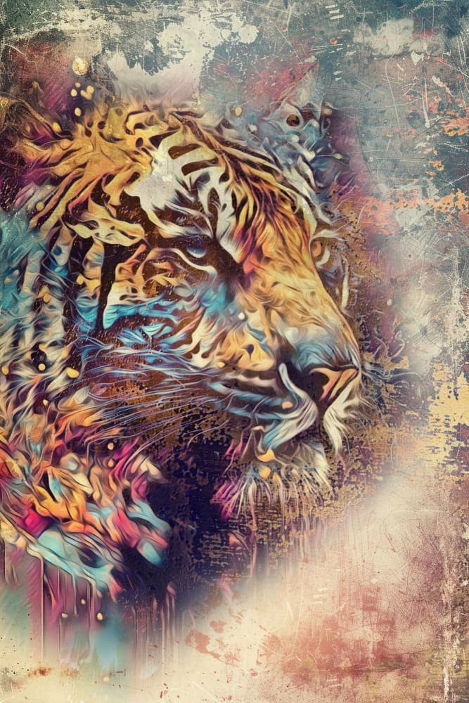 Vibrant Abstract Tiger by Rafal Kulik — canvas wall art