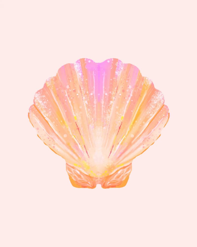Vintage pastel watercolor shell by Josie George — canvas wall art