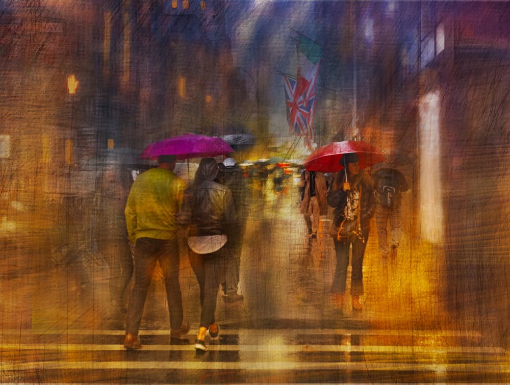 Rainy City Umbrellas by Anette Ohlendorf — canvas wall art