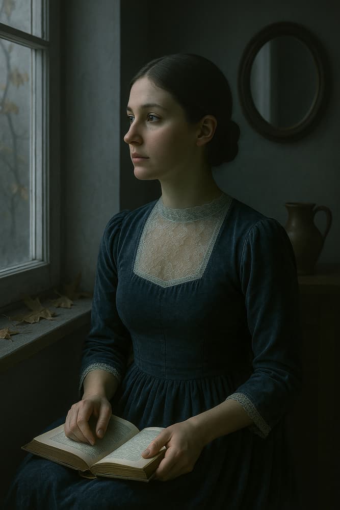 Pensive Woman By Window by Ionel Onofras — canvas wall art