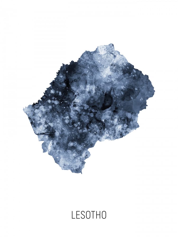 Lesotho Watercolor Map by Michael Tompsett — canvas wall art