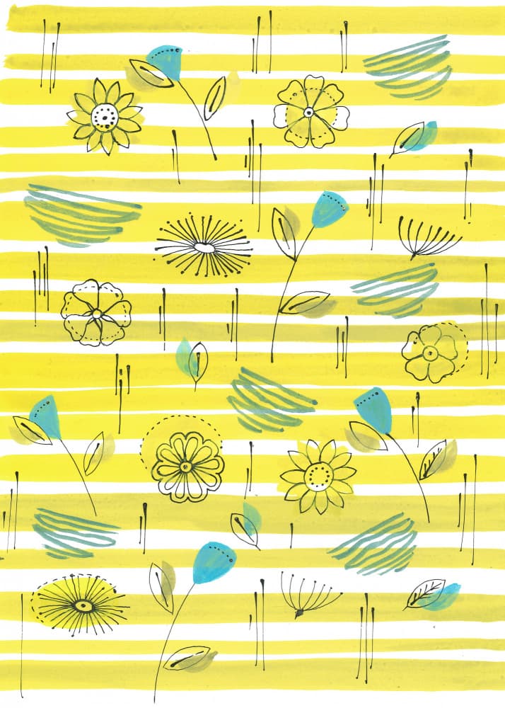 Stripes and Flowers by Isabelle Brent — canvas wall art