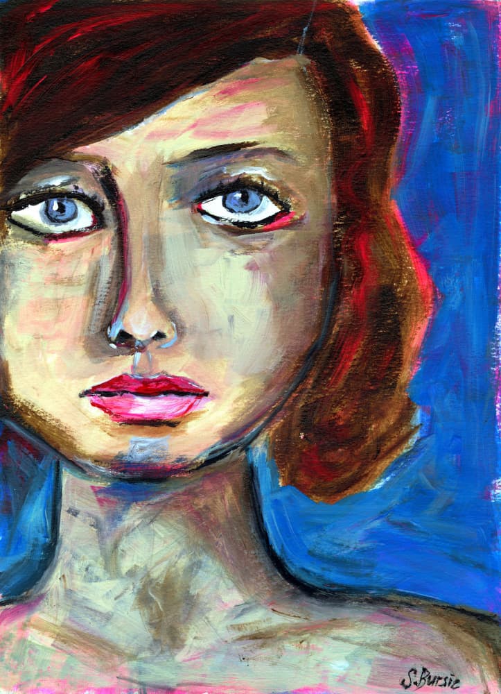 Thoughtful Woman Portrait by Sharyn Bursic — canvas wall art