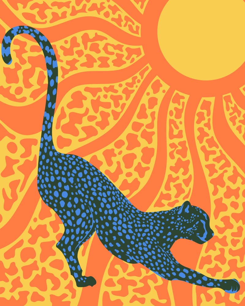 Stretching Leopard Sun by Kintsugi99 — canvas wall art