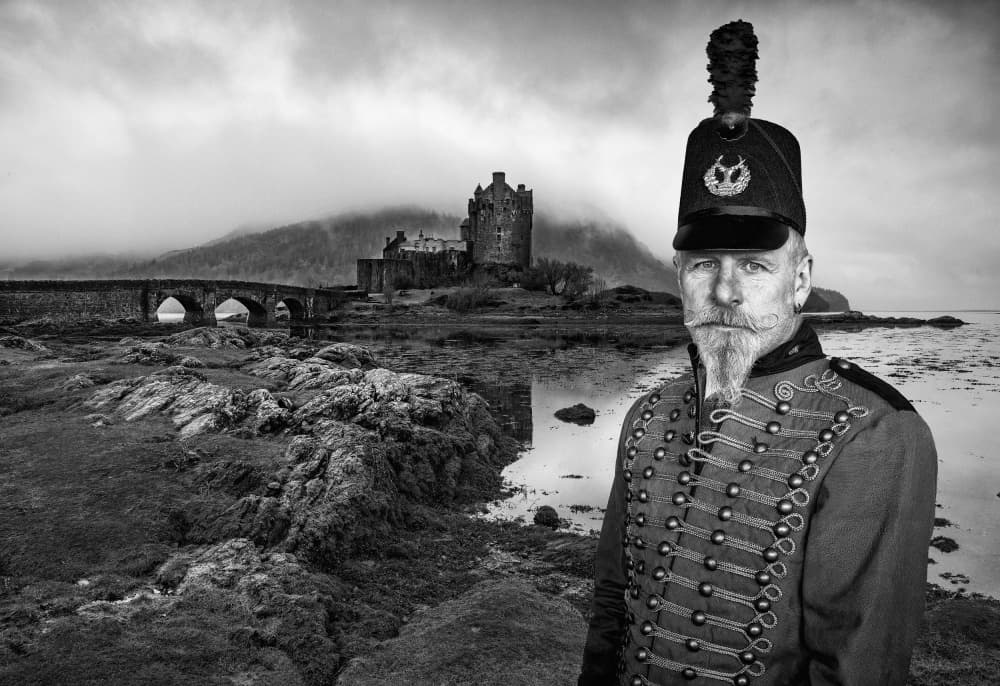 Bearded Man Scottish Castle by Daniel Springgay — canvas wall art