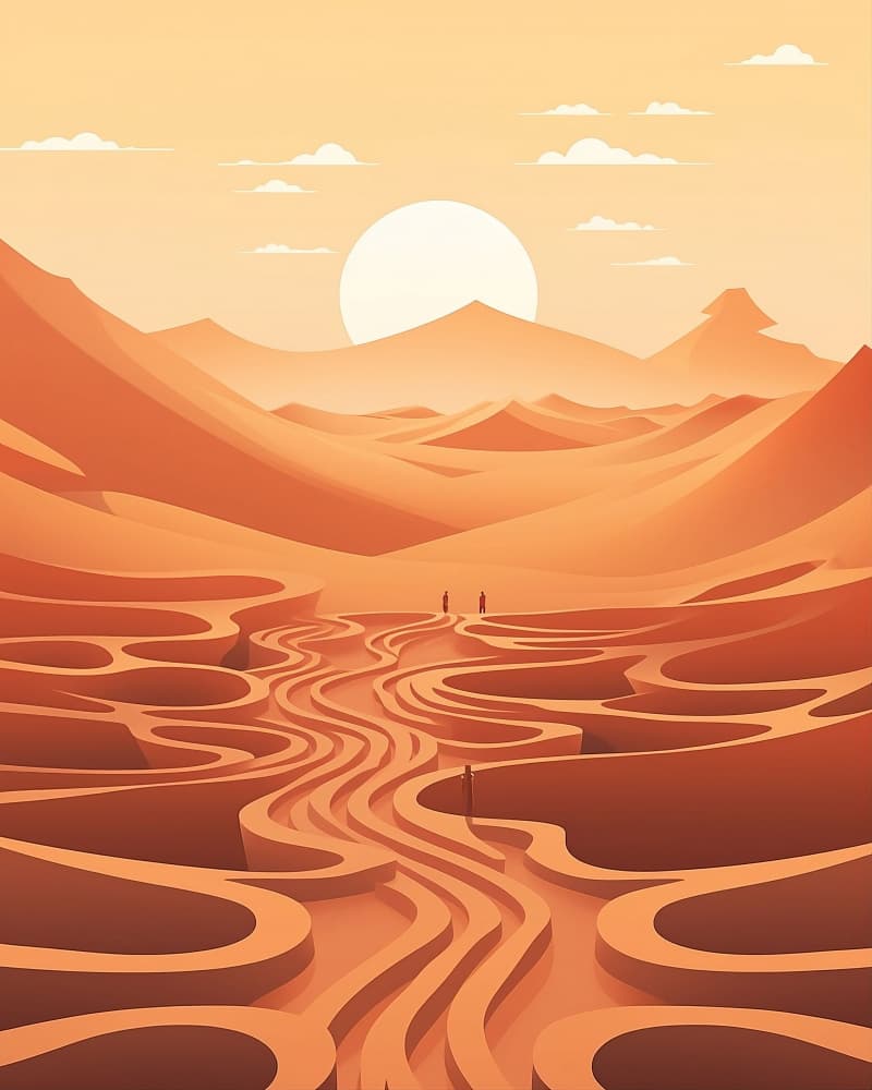 Desert Maze Journey by Emiliano Deificus — canvas wall art