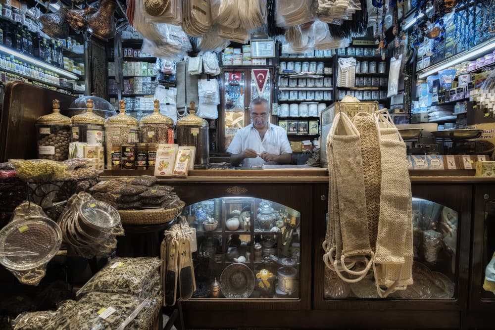 Turkish Shop Merchant by Oskar Baglietto — canvas wall art