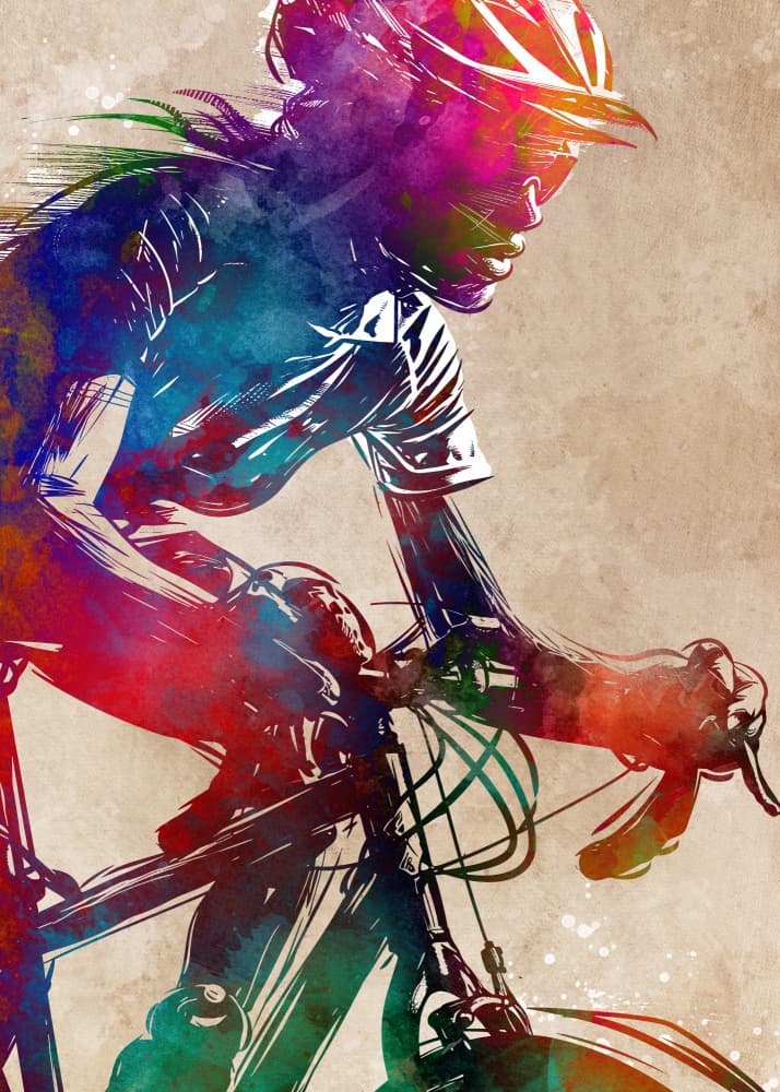 Dynamic Cycling Watercolor by Justyna Jaszke — canvas wall art