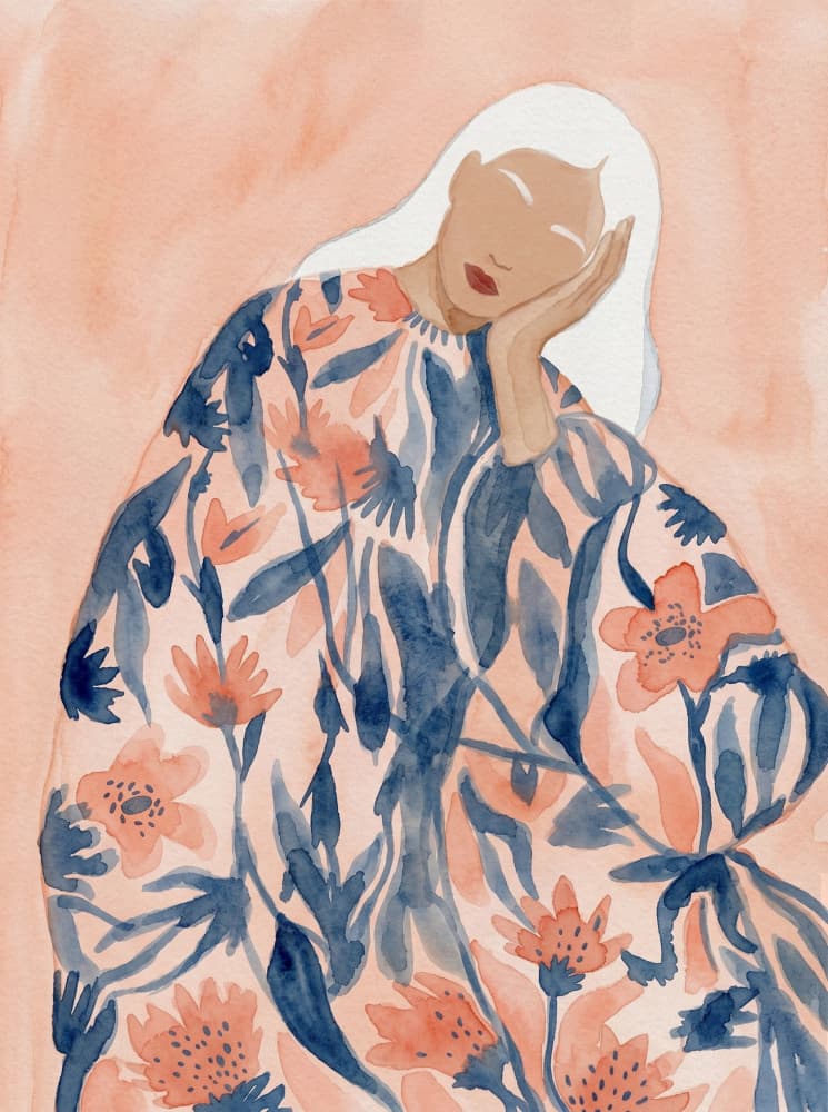 Floral Woman Dreaming by Essa Van Reis — canvas wall art