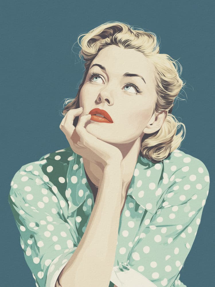 Thoughtful Retro Woman by Andreas Magnusson — canvas wall art
