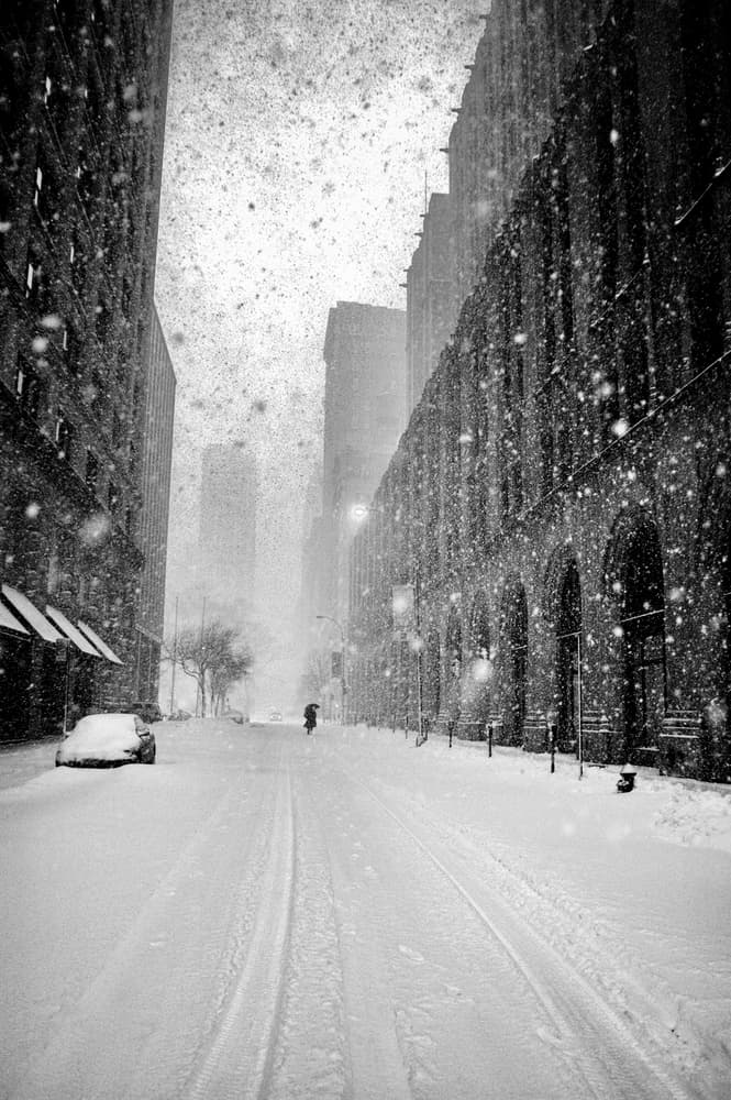 Quiet City Snowfall by Martin Froyda — canvas wall art