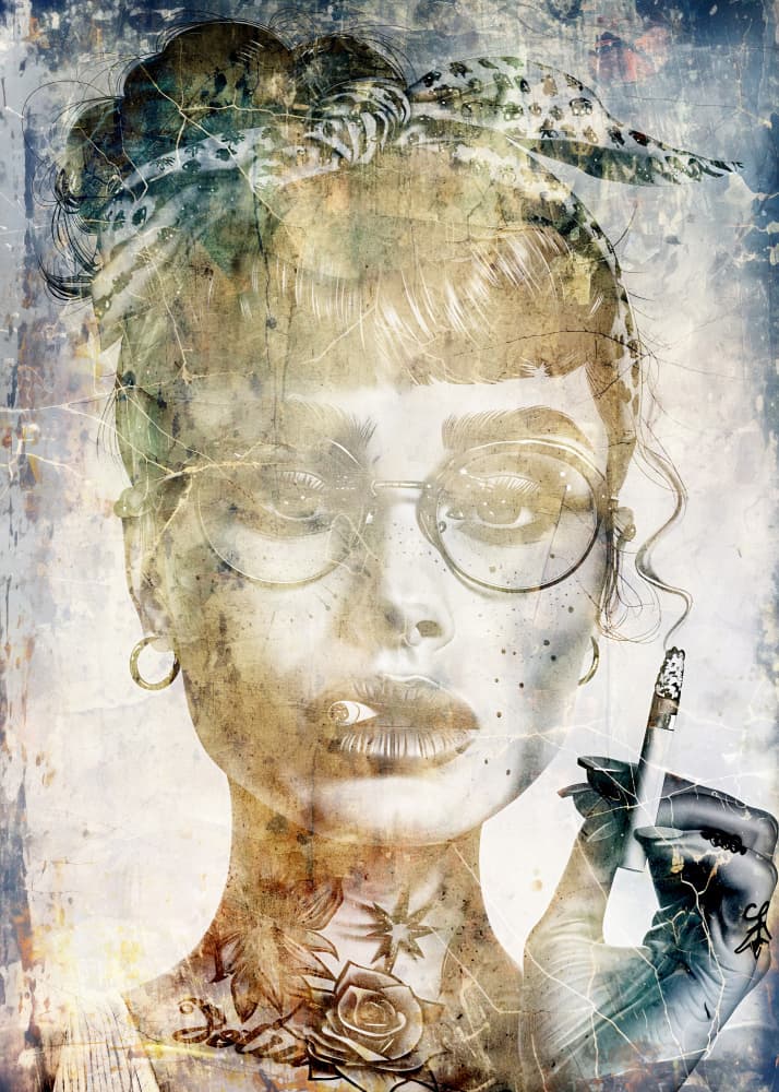 Vintage Rebel Woman by Rafal Kulik — canvas wall art