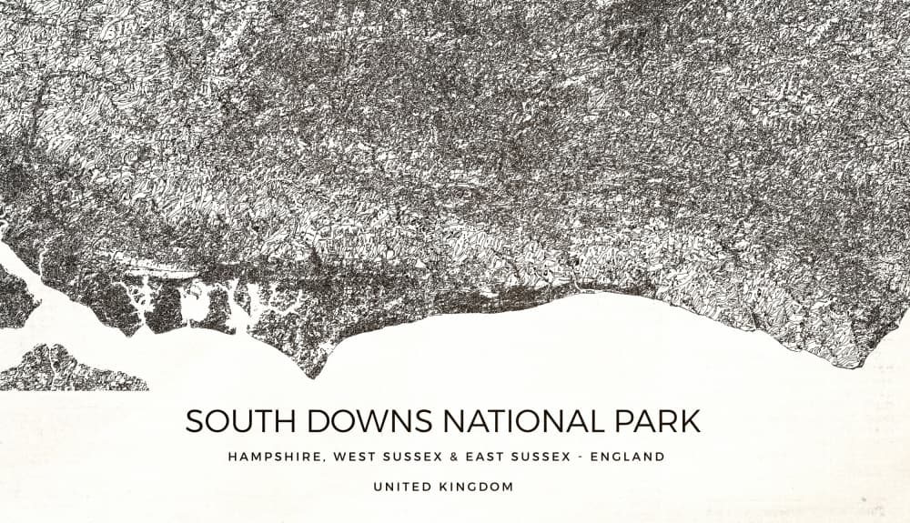 South Downs Coast Map by Nicholas — canvas wall art