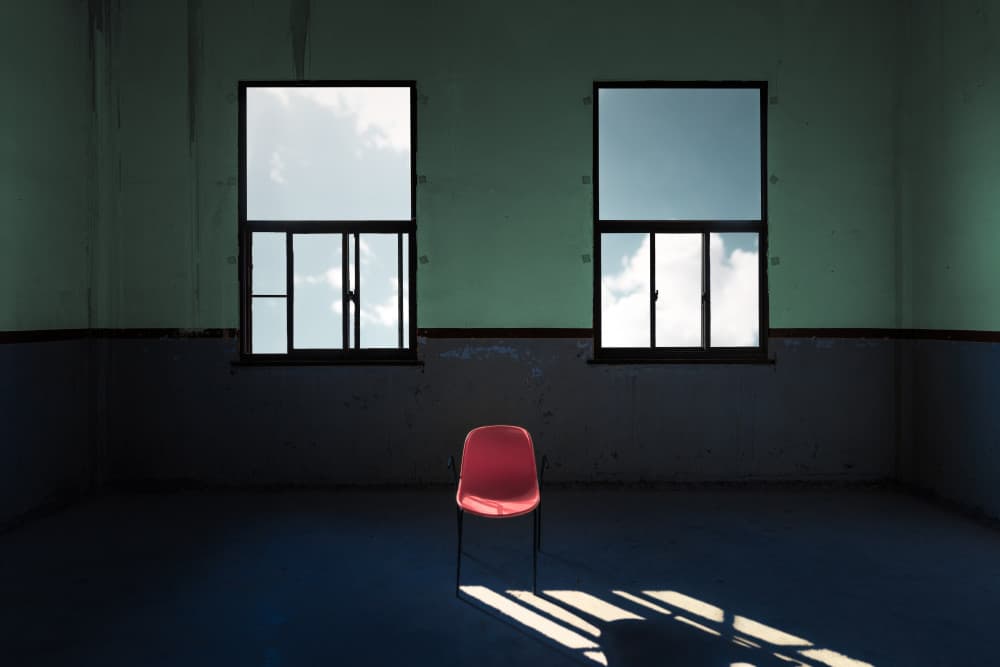 Quiet Room Red Chair by Xiaopeng Guan — canvas wall art