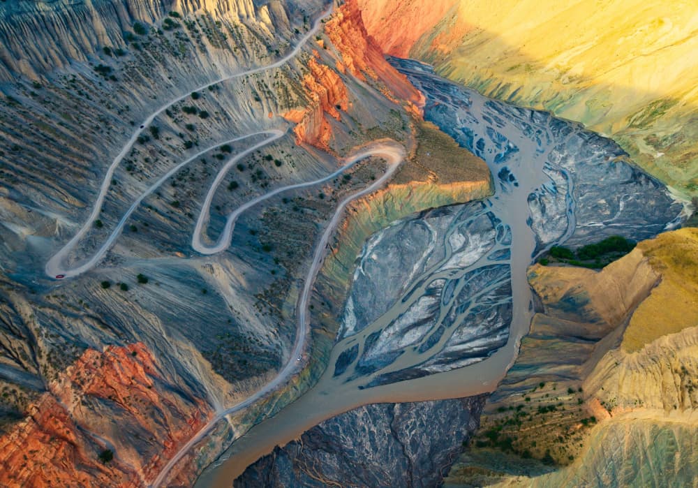 Vibrant Canyon River Road by YY DB — canvas wall art
