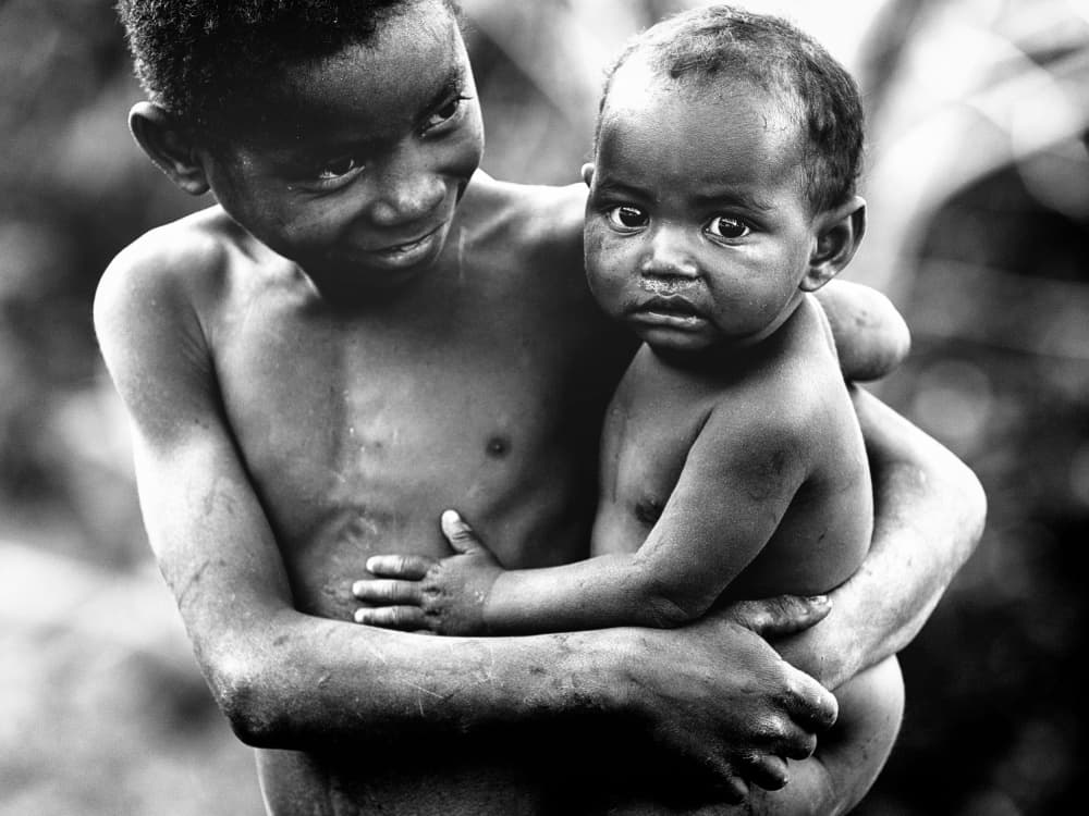 Young Brothers Embrace by Gina Buliga — canvas wall art