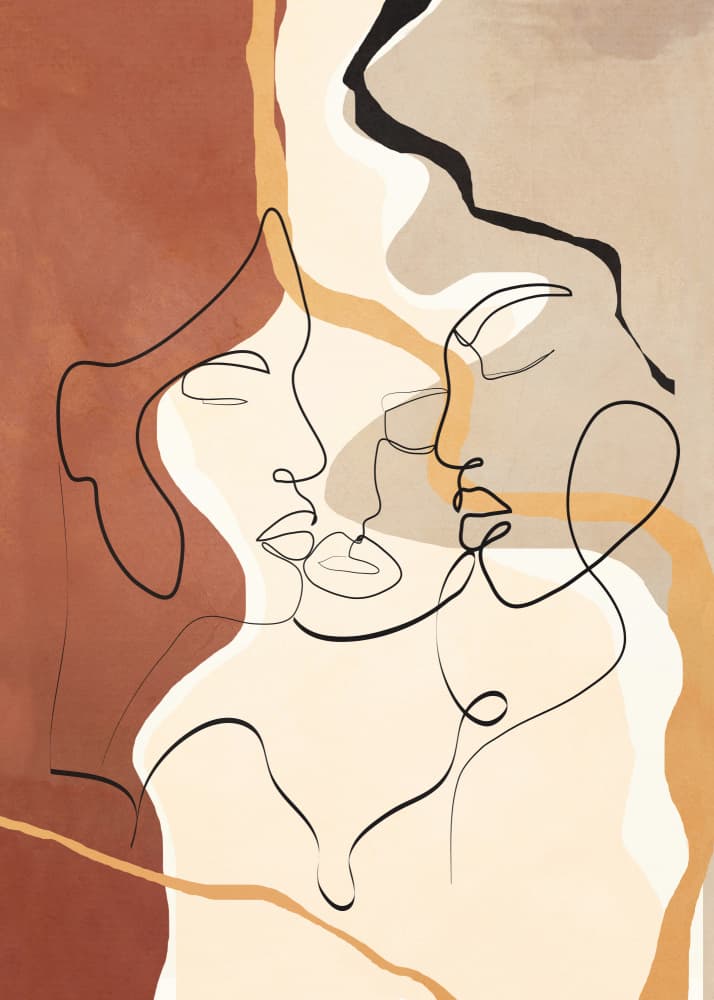 Earthy Line Faces by Nadjaa — canvas wall art