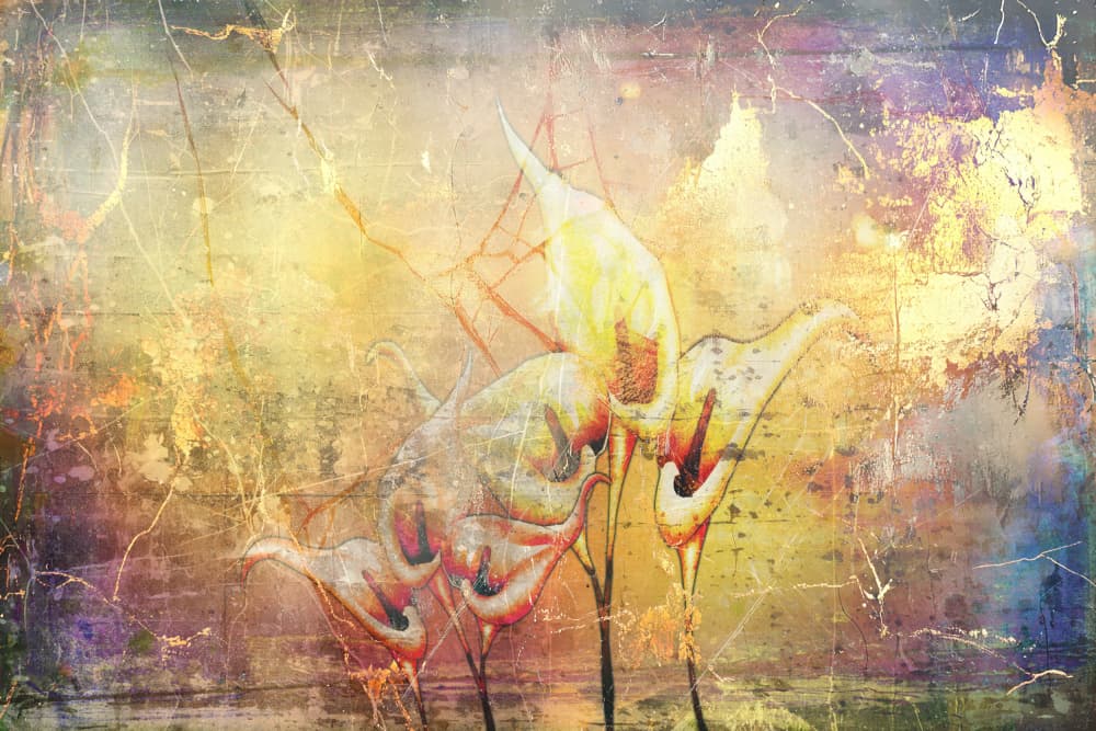 Ethereal Golden Flowers by Rafal Kulik — canvas wall art