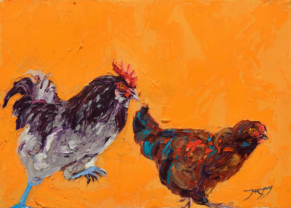 Vibrant Farmyard Pair by Jukyong Park — canvas wall art