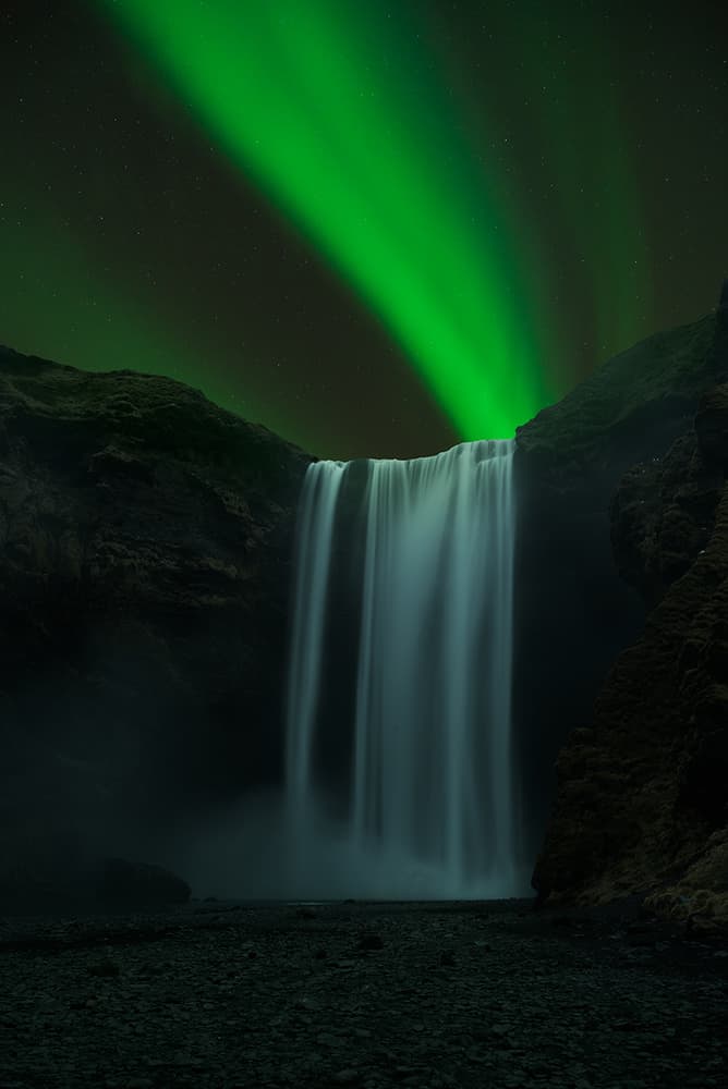 Green Aurora Waterfall by Jingshu Zhu — canvas wall art