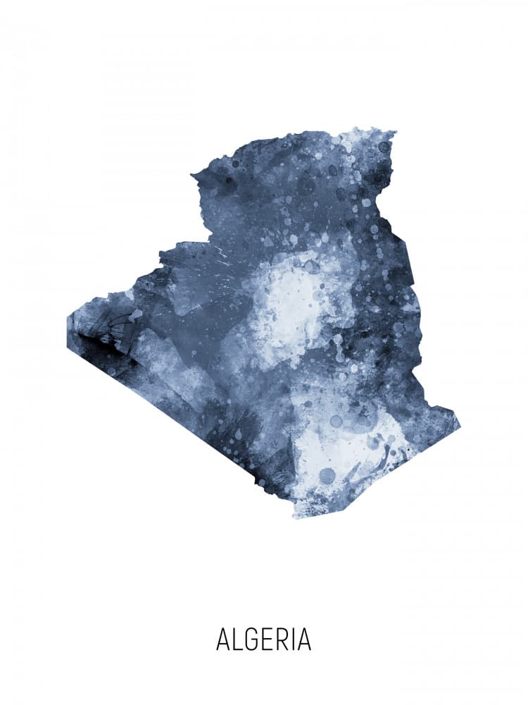 Abstract Algeria Map by Michael Tompsett — canvas wall art