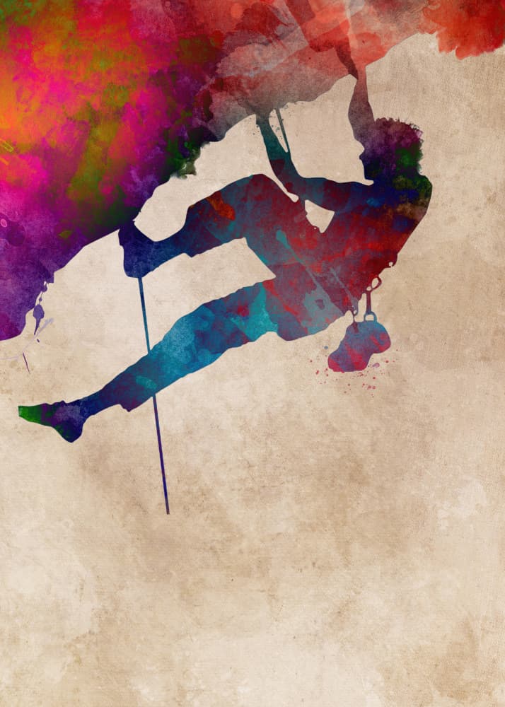 Watercolor Rock Climber by Justyna Jaszke — canvas wall art
