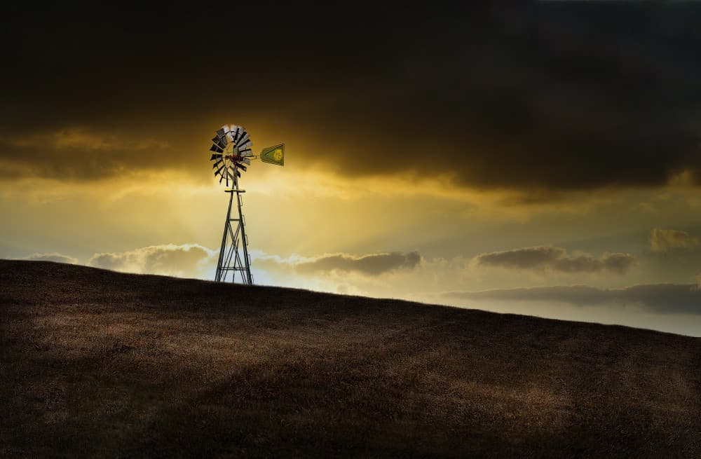 Golden Hour Windmill by Porter Thomas — canvas wall art