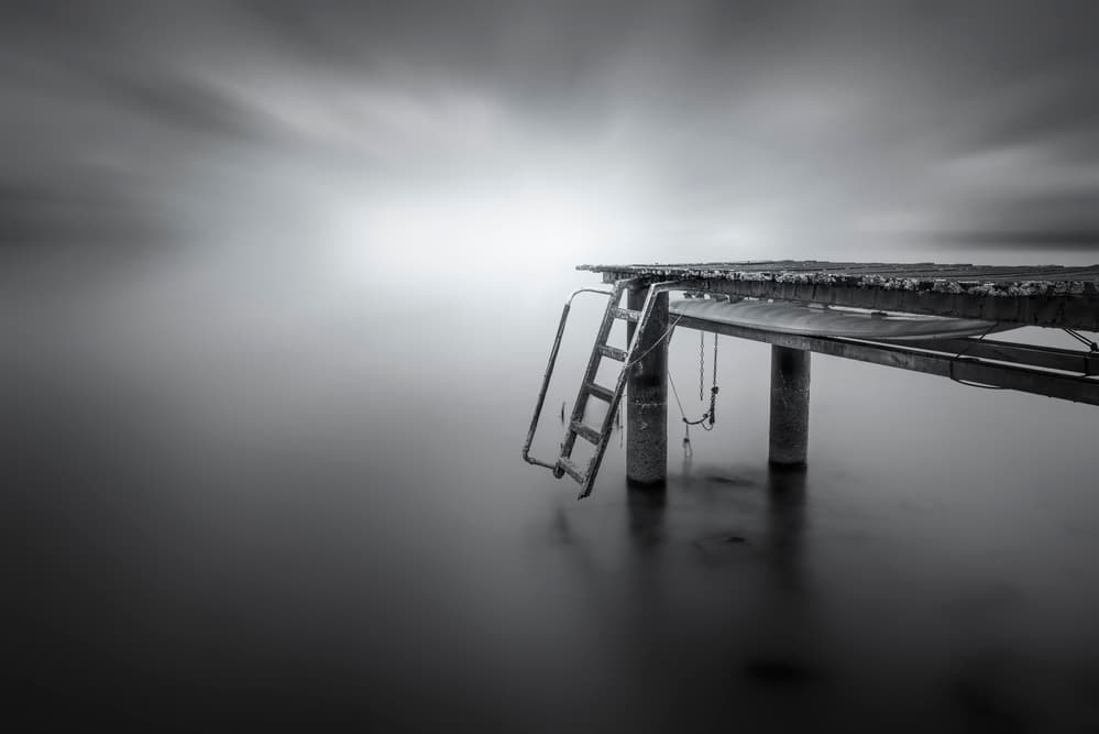 Misty Dock Ladder by Joaquin Guerola — canvas wall art